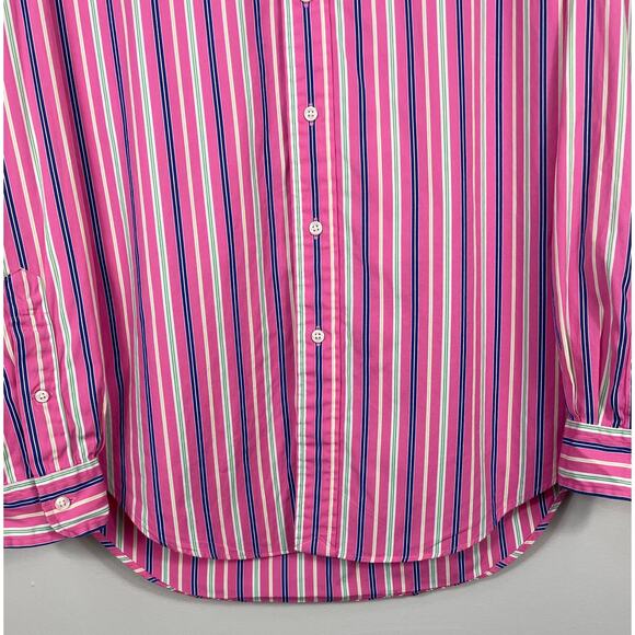 Ralph Lauren Classic Fit Bold Striped Button Down Shirt Pink Multi Medium - Picture 3 of 13